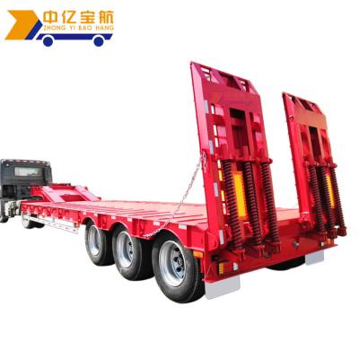 China Mechanical Truck Trailer 3 Axles 60t Loader Excavator Transportation Gooseneck Low Bed Semi Trailer For Sale In Dubai for sale