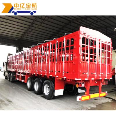 China Safety Curtain Stake Semi Fence Sheep Livestock Transport Poultry Cotton Sugar Cane Truck Trailer Cargo Semi Trailer for sale