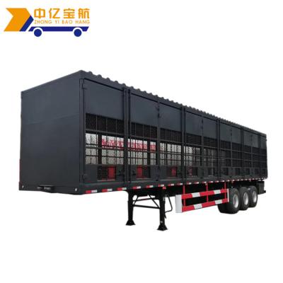 China Safety Flat Bed 3 Axle Live Stock Semi Truck Horse Cattle Haul Barrier Trailer For Sale In Botswana for sale