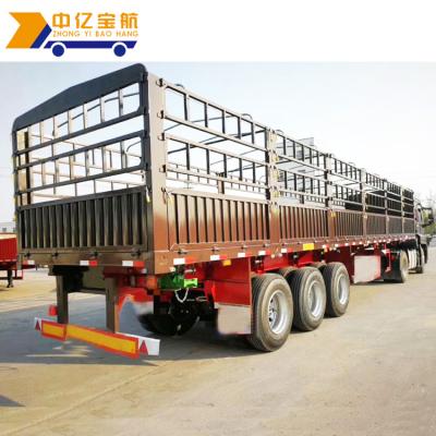 China Lightweight Tri Axle 40 Ton Safety Axle Fence Cattle Carrier Military Poultry Transport Truck Semi Trailer For Livestock for sale