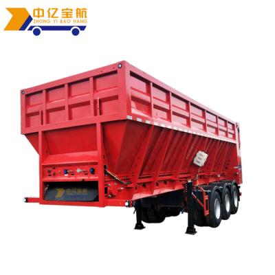 China Truck Trailer 3 Axle Double Tire Tipper Live Bottom Movable Platform Dump Semi Trailer Sale For Bulk Wheat Grain Trucks for sale