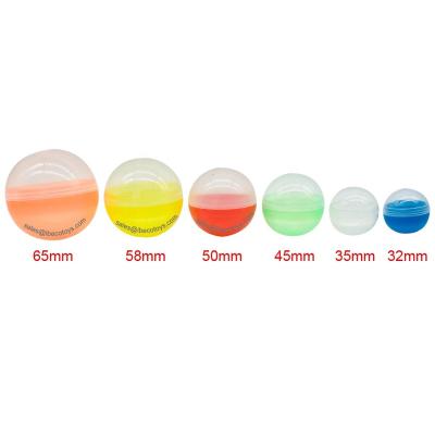 China PP plastic empty ball capsules 32mm 35mm 45mm 50mm 58mm 65mm for toy vending machine and snack candy chocolate for sale