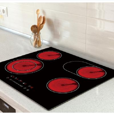 China Safety Feature Kitchen Appliance 220V 6600W Build In 4 Burner Infrared Cooker / Electric Stove Ceramic Hob With CB EMC APPROVAL for sale