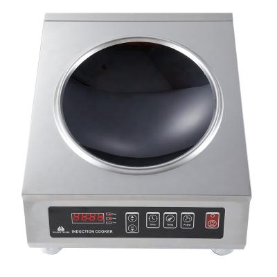 China Car restaurant hotel kitchen stainless steel cooktop 3.5KW single head commercial induction cooker wok for sale