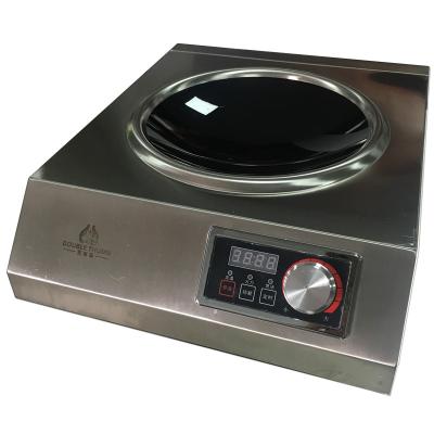 China Stainless Steel Restaurant Hotel Kitchen Single Head Commercial Stainless Steel Wok 3.5KW 5KW Induction Cooker for sale