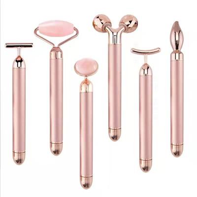 China Wrinkle Remover Electric 5 in 1 Face Lifting Device Body Skin Care 24K Gold Facial Roller High Frequency Vibrating Beauty Bar for sale