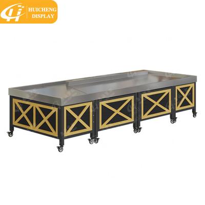 China Supermarket retail display fruit and vegetable racks double sided vegetables display racks for sale