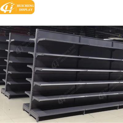 China Hot Selling Single and Double Sided Or Single Sided Metal Supermarket Display Gondola Shelf Double Sided Shelving Rack for sale