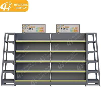 China Supermarket Double Sided Custom Racks Shop Gondola Store Display Rack Goods Shelving Food Display Rack Shelf for sale