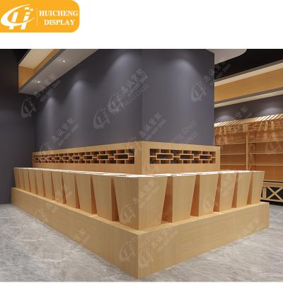 China Single Sided High Quality Supermarket Display Rack Wooden Rice Barrels Show Racks for sale