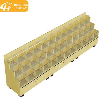 China Double Sided Or Single Sided Wooden Board Supermarket Bulk Foods Snacks Display Cabinet Rack Display Stand For Bulk Foods for sale