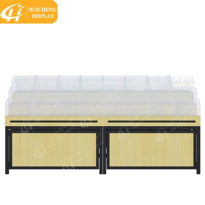 China Supermarket Large Selling Wooden Shelf Double Sided or Single Sided Use Acrylic Display Stand Box Bulk Acrylic Display Rack for Snack for sale