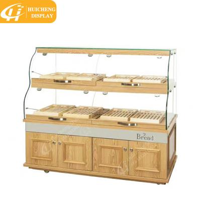 China Wall Mounted Bakery Showcase Bread Display Customized Bread Showcase Display With Lighting Bakery Showcase Display for sale