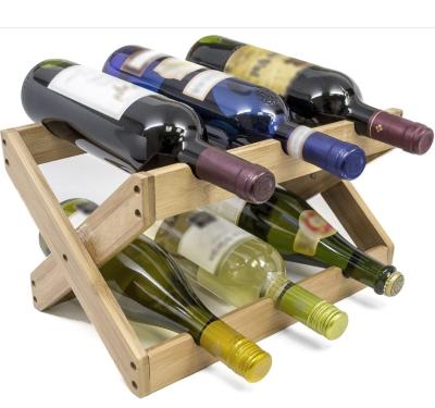 China Sustainable 2 Tier Storage Drying Wooden Cellar Folding Bamboo Wine Rack for sale