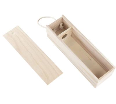 China Recyclable Single Wooden Bottle Storage Organizer Gift Bamboo Wine Box With Handle for sale