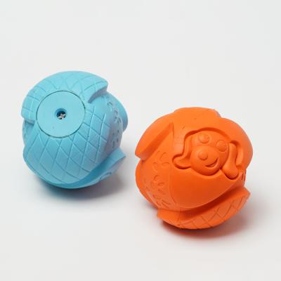 China 2021 Factory Price Viable Puppy Train To Bite Squeaky Teeth Pet Product Product Resistant Rubber Cleaning Rubber Dog Toy Ball for sale