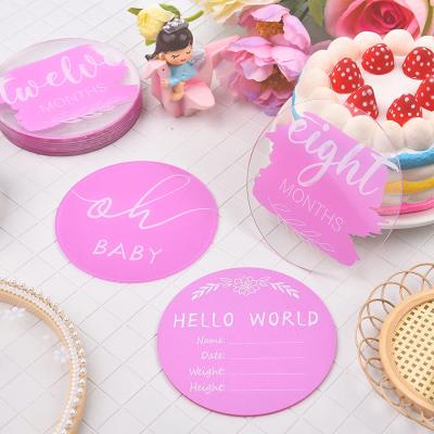 China Acrylic Home Decorations.Gifts Milestone Cards Newborn Pregnancy Travel Milestone Markers Disc Photography Props For Shower for sale