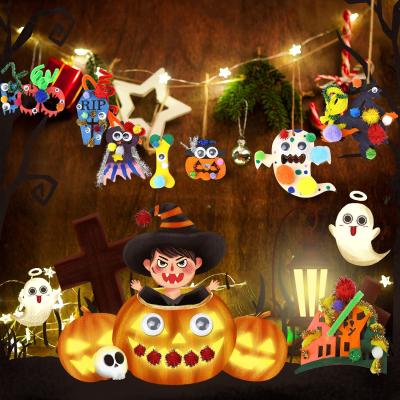 China Halloween Slices Diy Arts and Crafts Kits Wooden Ornaments Make Your Own Gift Tags Wooden Decorations for Kids School Home Study for sale