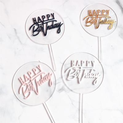 China Happy Birthday Acrylic Cake Topper Double Layer Acrylic Cupcake Topper Birthday Cake Party Decorations for Baby Shower Baking Supplies for sale