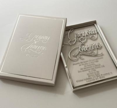 China Custom Acrylic Clear Transparent Luxury Gold Wedding Invitation Acrylic Mirror Invites Card for sale