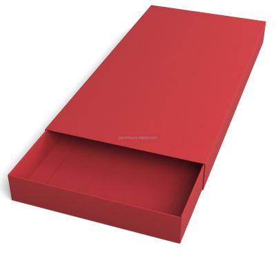 China Recycled materials size 36 by 18 by 3.5 cm, new red paper box made for christmas apparel dress shirt pants jacket gift, drawer shape assemble box for sale