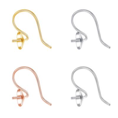 China Wholesale Pearl Tray Earring Hooks DIY Pearl Earring Accessories CLASSIC Gold Plated 925 Sterling Silver Earring Hooks for sale