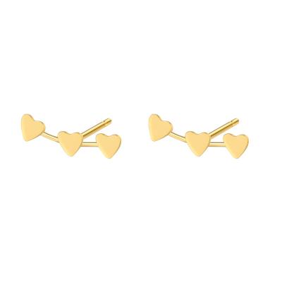 China Minimalist CLASSIC 925 Sterling Silver Smooth Heart Shaped Stud Earrings For Women 925 Sterling Gold Plated for sale