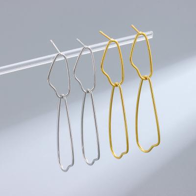 China Fashion Jewelry Gift S925 Sterling Silver Geometric Metal Hoop Creative CLASSIC Hot Selling Silver Earrings For Women for sale