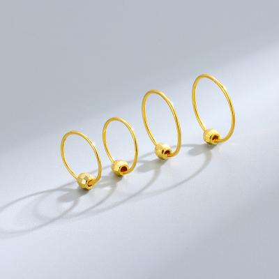 China Fashion CLASSIC Wholesale Minimalist Gold Plated Small Ball Circle Earrings 925 Sterling Silver Girls Earring For Women for sale