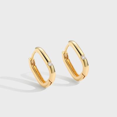 China Wholesale S925 Circle Huggie Earrings CLASSIC Silver Minimalist Gold Plated Tasty Small Inlaid Zircon Circle Earrings for sale