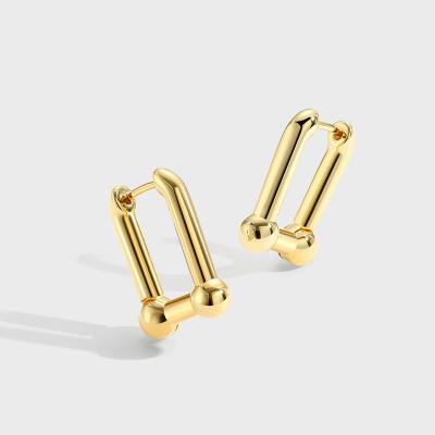 China New Fashion French Vintage Style Elegant Gold Plated Huggie Hoop Earring 925 Sterling Silver U Shaped Earrings For Ladies for sale