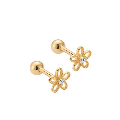 China Wholesale Cheap Wholesale CLASSIC Zircon Flower 925 Sterling Silver Plated Stud Earrings Gold Plated Fashion for sale