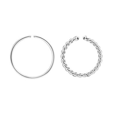 China CLASSIC 925 Sterling Silver Round Nose Ring Twisted Rope Shaped Piercing Minimalist Body Jewelry Personality For Women for sale