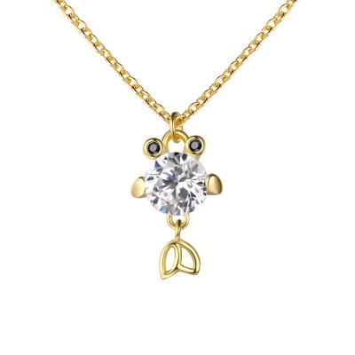 China 925 Sterling Silver Inlay Zircon Gold 18k Fish Gold Necklace Pendant Trendy Minimalist Trendy Gold Plated Ins Style Korea for sale