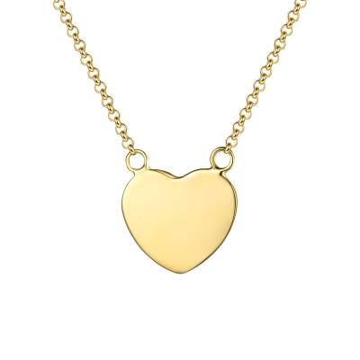 China FASHIONABLE 925 Sterling Silver Glossy Heart Love Shaped Custom Gold Plated Necklace Personality Silver Minimalist Necklace Pendant for sale