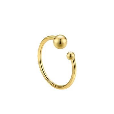 China Wholesale New Vintage Minimalist Ring Jewelry Open Adjustable 925 Sterling Silver Ring 18k Gold Plating For Women for sale