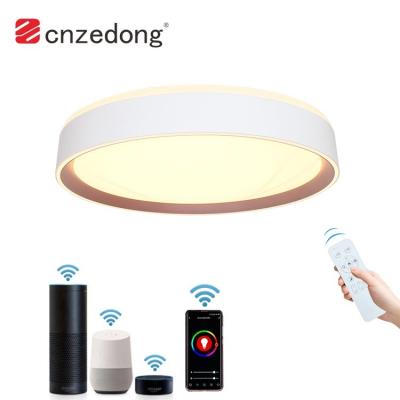 China Modern Household Dimmable Smart Voice PIR Wifi Control Round 48w Smart Led Ceiling Light for sale