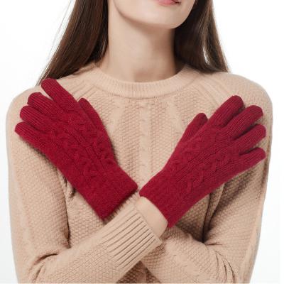 China Stylish Thick Warm Nylon Coating Jacquard Gloves Women Winter Touch Screen Magic Gloves Jacquard Knitted Gloves Mittens Female Reuse for sale