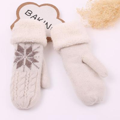 China Warm Winter Mittens Gloves For Women Girls Warm Knitted Thick Gloves With Thick Fleece Liner Wool Mittens Factory Wholesale for sale