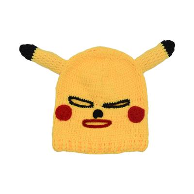 China Full Face COMMON Pikachu Mask Winter Knitted 3 Hole Woolen Funny Party Warm Knit Balaclava Hood Hats For Adult for sale