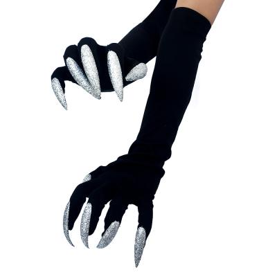 China Prank Props Gloves Halloween Decoration Prank Props Gloves Halloween Decoration Halloween Nail Long Ghost Gloves Women Dress Up Witch Cosplay Long Performance Costume Props Gloves for sale