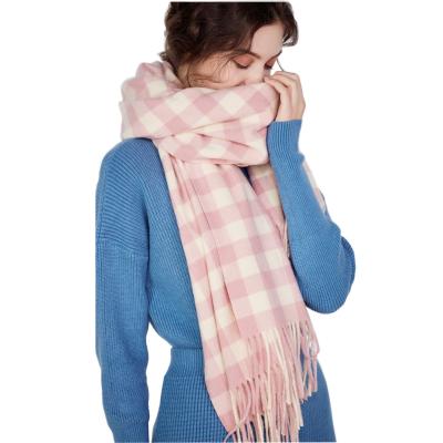 China Fashion Designer Long Cashmere Scarf Winter Women Thick Warm Plaid Scarves Plush Long Shawl Luxury Female Scarf for sale