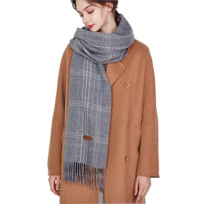 China Wholesale Cashmere Long Cashmere Tassel Shawl Plaid Scarf Long Scarf British Wool Female Winter Thick Warm Women's Cashmere Scarves for sale