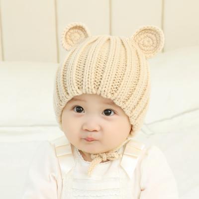 China AUTUMN WINTER COMMON 6-12 Months Toddler Babies Beanies Hat Cartoon Boys Hearing Protection Knitted Wool Warm Hat For Kids Ages 1-3 for sale