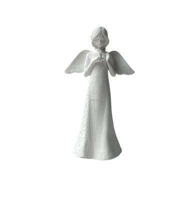 China Custom White Ceramic Porcelain Angel Figurines Christmas Ornament From Europe For Home Decoration for sale