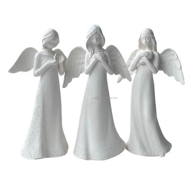 China 2022 New Arrival Europe Porcelain Angel Figurines Ceramic White Porcelain Ornament Angel Sculpture Figurines For Desktop Decoration for sale