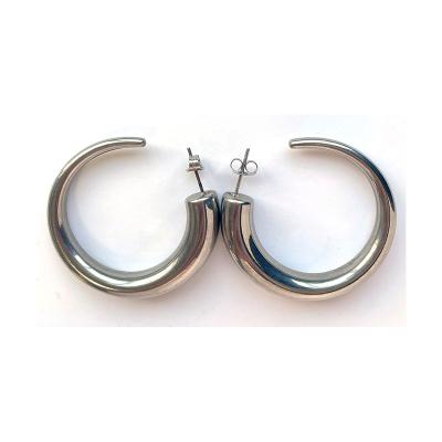 China Trendy Hot Selling Trendy Circle Stud Earrings Round Chunky Sliver Hoop Vintage Jewelry Earrings For Women for sale