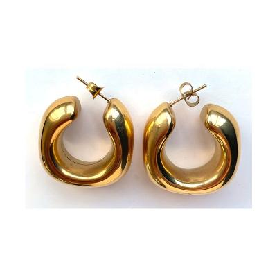 China 18k circle earrings women fashion high quality gold plated earrings TRENDY C stud earrings for sale