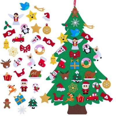 China 2020 New DIY Felt Christmas Tree With Ornaments New Year Gifts Kids Toys Artificial Christmas Tree Door Hanging Decoration for sale