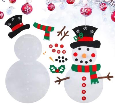 China Christmas Tree For Wall Felt Christmas Snowman-DIY Ruled 17 PCS Snowman-Detachable Ornaments Christmas Wall Hanging Sets Set For Christmas Decorations for sale